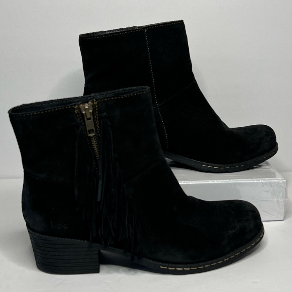 boc Black booties with side fringe hand finished for worn look‎ women's 9